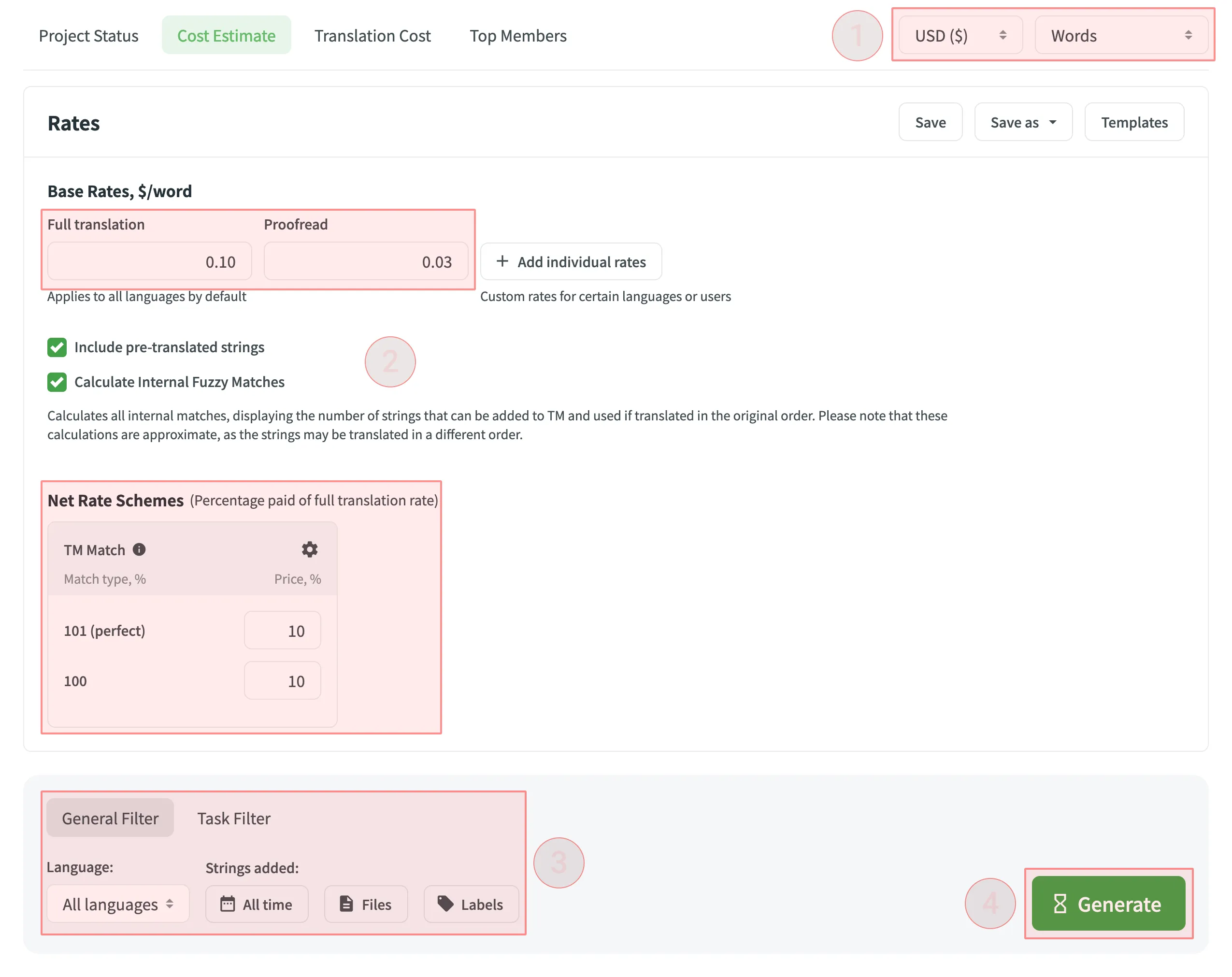 Generating Cost Estimate